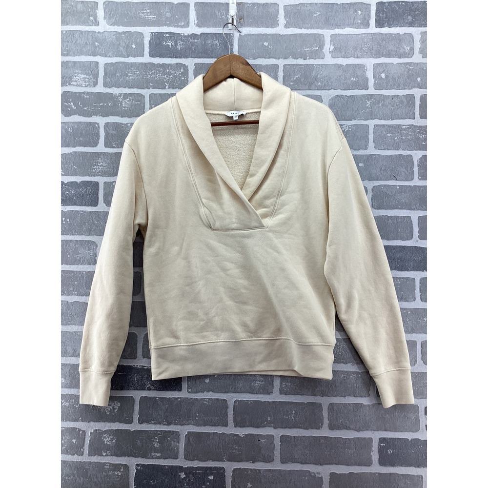 Reiss Womens Shawl Collar Fleece Sweatshirt Cream Off White XS Pullover